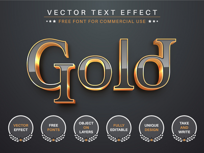 暗金 - 可编辑的文字效果，字体样式(Dark Gold - Editable Text Effect, Font Style)