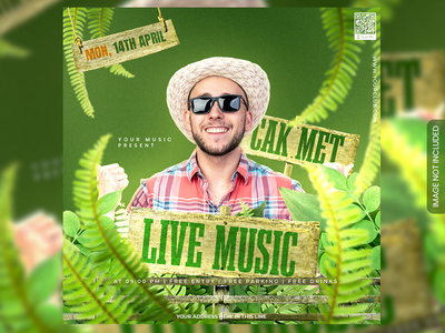 现场音乐派对传单或社交媒体帖子和网页横幅(Live Music Party flyer or social media post and web banner)