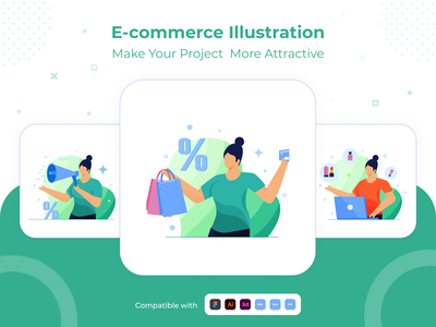 电子商务快递业务公司插画集(E-Commerce courier business company illustration set)