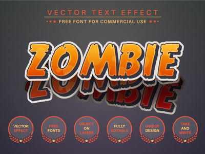僵尸贴纸 - 可编辑的文字效果，字体样式(Zombie Sticker - Editable Text Effect, Font Style)