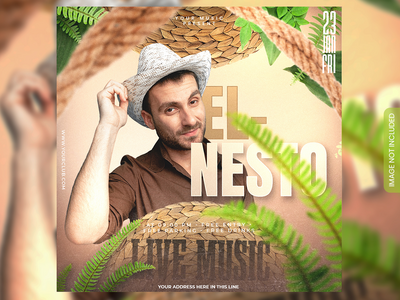 现场音乐派对传单或社交媒体帖子和网页横幅(Live Music Party flyer or social media post and web banner)