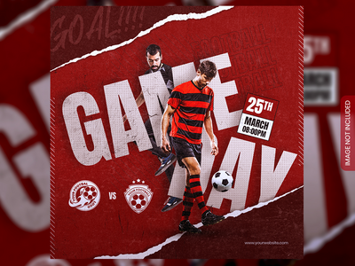 足球和足球比赛日程俱乐部广场社交媒体横幅(Soccer and football match schedule club square social media banner)