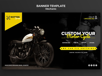 摩托车维修店的横幅模板(Banner template for motorcycle repair shop)