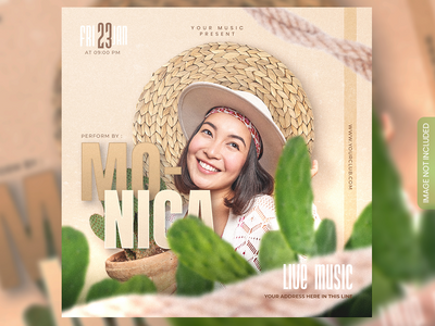 现场音乐派对传单或社交媒体帖子和网页横幅(Live Music Party flyer or social media post and web banner)