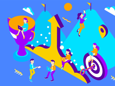 成就等距图(Achievement Isometric Illustration)