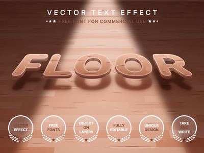 木地板 - 可编辑的文字效果，字体样式(Wooden Floor - Editable Text Effect, Font Style)