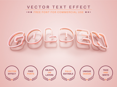 Golden Stroke - 可编辑的文本效果，字体样式(Golden Stroke - Editable Text Effect, Font Style)