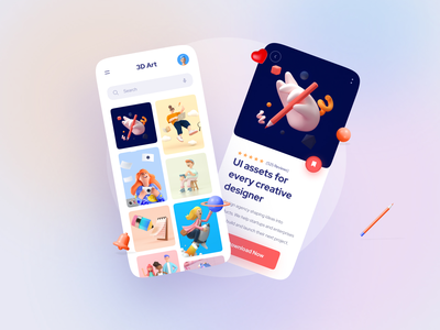 3D艺术手机UI设计(3D Art Mobile UI Design)