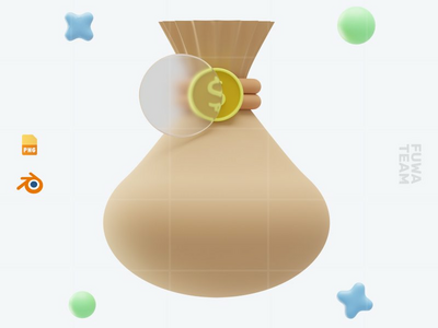 一袋钱 - 3D 商业和金融图标包（正面）(Sack of money - 3D Business and Finance icon pack (front))