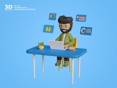 3d 男性角色在工作(3d male character at work)