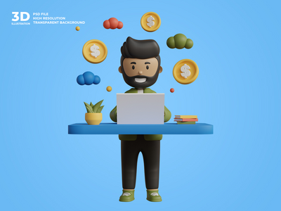 3d 男性角色在工作(3d male character at work)