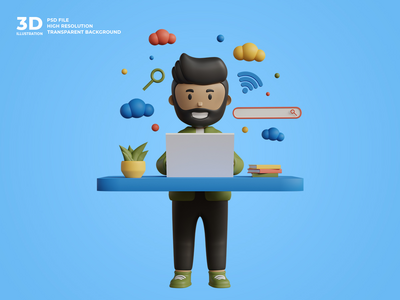 3d 男性角色在工作(3d male character at work)