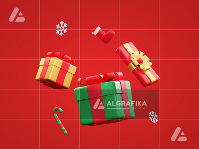 3d 圣诞礼物盒和糖果(3d christmas giftbox and candy)