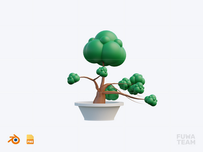 盆景 - 3D 可爱的日本图标包（正面）(Bonsai - 3D Cute Japanese Icon Pack (front))