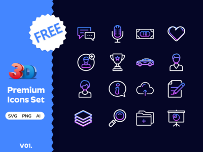 3D 图标集 V01-品牌徽标图标集包-高级图标集(3D Icons Set V01 - Brand Logo Icon Sets Pack  -  Premium Icons Set)