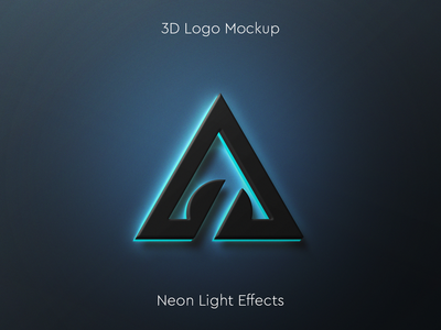 具有霓虹灯效果的 3D 徽标样机(3D Logo Mockup with Neon Light Effect)