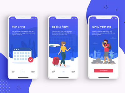 旅行应用程序的入职屏幕概念。(3 Onboarding screens concept for Travel apps.)