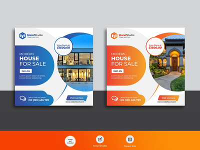 房地产商业机构网页横幅帖子模板(Real estate business agency web banner post template)