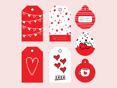 以情人节为主题的情人节心标签系列(Valentine Hearts tag collection with valentines day theme)