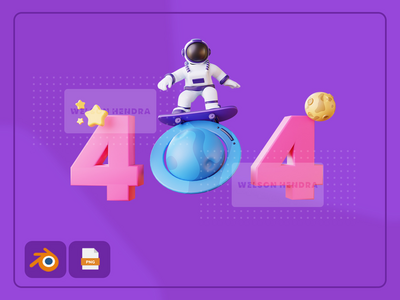 未找到宇航员 404 - 太空 3D 插图包(Astronaut 404 Not found - Space 3D Illustration Pack)