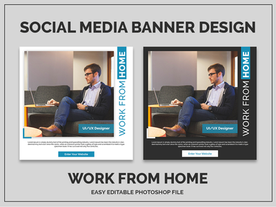 从家庭社交媒体设计工作。(Work from home social media design.)