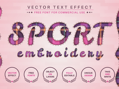 Sewing Master - 可编辑的文字效果，字体样式(Sewing Master - Editable Text Effect, Font Style)