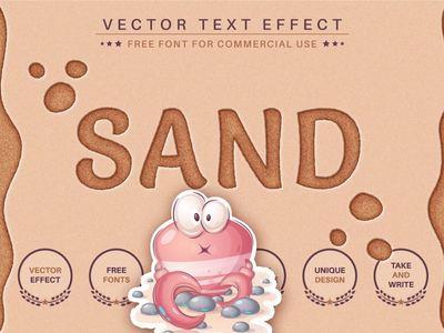 沙滩 - 可编辑的文字效果，字体样式(Sand Beach - Editable Text Effect, Font Style)