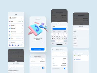 地址簿 - 数字钱包移动 UI 套件(Address Book - Digital Wallet Mobile Ui kits)