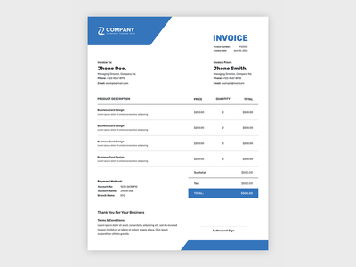 简单简约的商务发票(Simple minimalist business invoice)