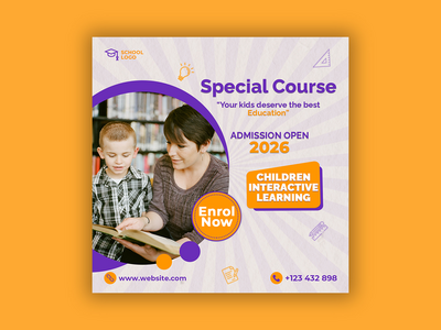 回到学校入学社交媒体帖子和 Instagram 帖子(Back to school admission social media post and instagram post)