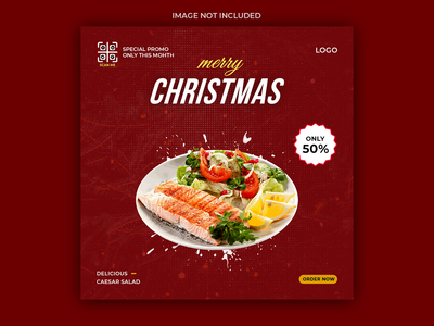 圣诞快乐食物菜单社交媒体帖子(Merry christmas food menu social media post)