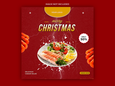 餐厅美味菜单模板的圣诞社交媒体帖子(Christmas social media post for restuarant delicious menu template)