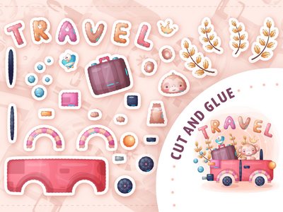 旅行猴子 - 孩子们的游戏，切割和胶水(Travel monkey - game for kids, cut and glue)