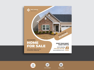 房地产商业机构网页横幅帖子模板(Real estate business agency web banner post template)