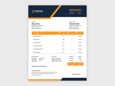 现代抽象公司业务发票模板(Modern abstract corporate business invoice template)