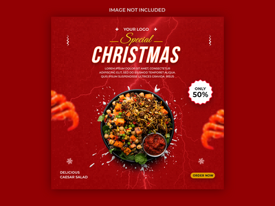 餐厅美味菜单模板的圣诞社交媒体帖子(Christmas social media post for restuarant delicious menu template)