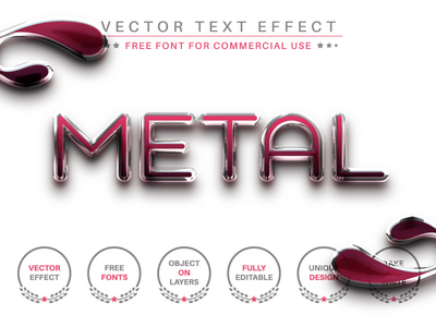 粉红色金属 - 可编辑的文本效果，字体样式(Pink Metal - Editable Text Effect, Font Style)