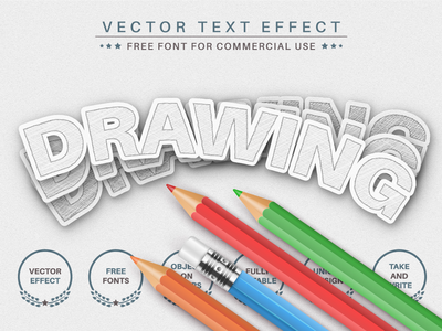 铅笔画 - 可编辑的文字效果，字体样式(Pencil Drawing - Editable Text Effect, Font Style)