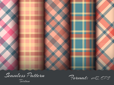 设置经典格子无缝图案(Set Classic Tartan Seamless Pattern)