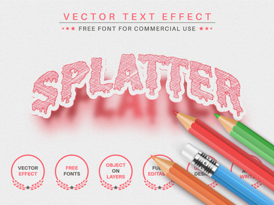 飞溅的红色绘图 - 可编辑的文本效果(Splatter Red Drawing - Editable Text Effect)