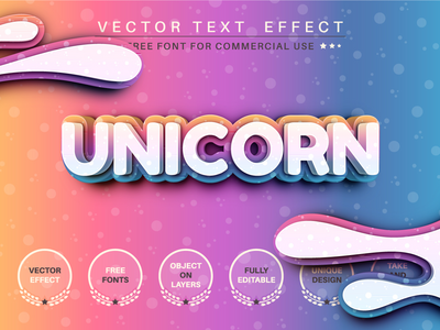 Unicorn Dream - 可编辑的文字效果，字体样式(Unicorn Dream - Editable Text Effect, Font Style)