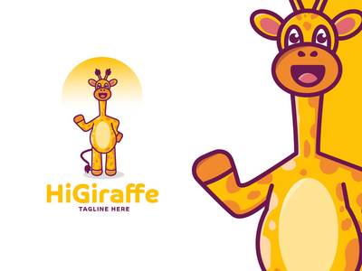 长颈鹿吉祥物标志模板(Giraffe Mascot Logo Template)