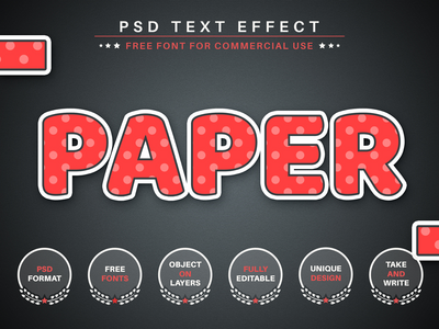 纸贴纸 - PSD 可编辑文本效果，字体 St(Paper Sticker - PSD Editable Text Effect,  Font St)
