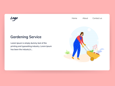 一个女孩用清洁手推车打扫花园。(A girl cleaning garden with cleaning trolley.)