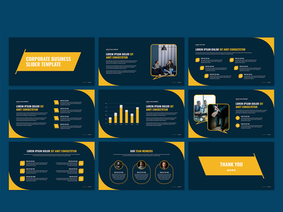 现代企业启动业务演示滑块模板设计(Modern corporate startup business presentation slider template design)