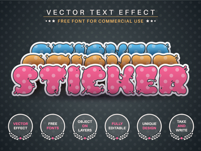 泡泡糖贴纸可编辑文本效果字体样式(Bubble Gum Sticker Editable Text Effect Font Style)