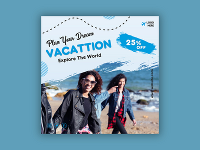 旅行和度假社交媒体帖子和 Instagram 帖子(Travel and vacation social media post and instagram post)