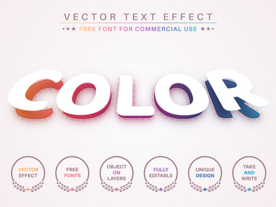 彩虹色 - 可编辑的文字效果，字体样式(Rainbow Color - Editable Text Effect, Font Style)