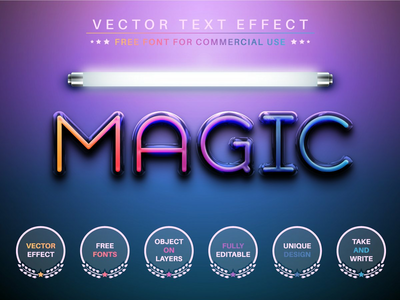 Magic Light - 可编辑的文字效果，字体样式(Magic Light - Editable Text Effect, Font Style)