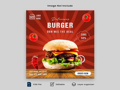 食品社交媒体推广横幅帖子设计模板 Premium Psd(Food social media promotion banner post design template Premium Psd)